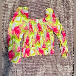 Colorful Women's Blouse with Shirred Detail